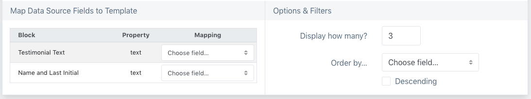 Data Source mapping & options