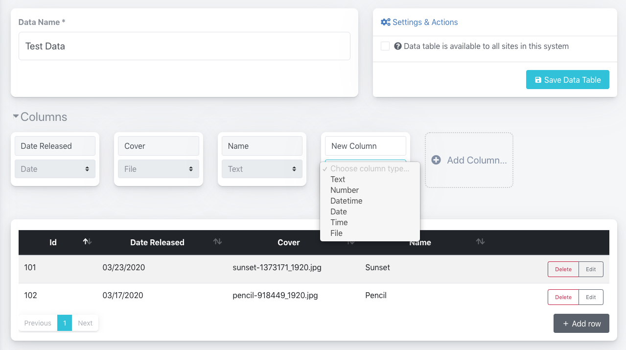 Editing custom data
