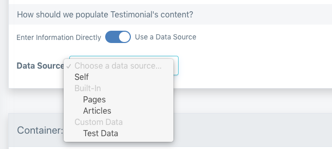 Choosing a data source for your template hydration